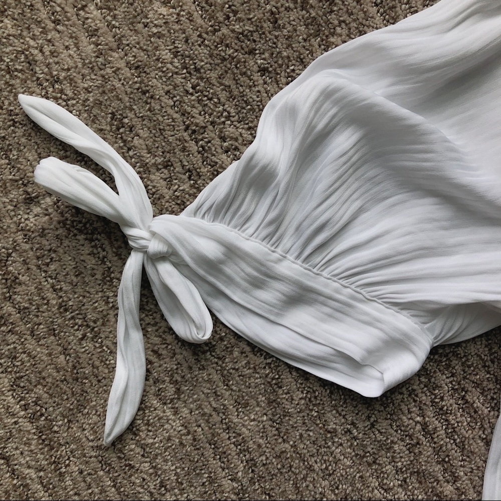 H&M silk blouse with tied bow sleeve